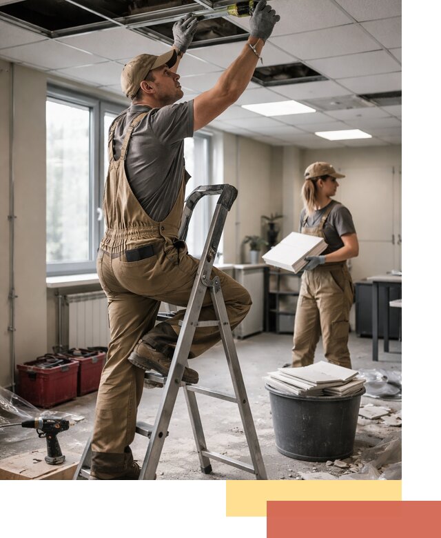 Ремонт потолка Армстронг и замена плит в Рыбинске