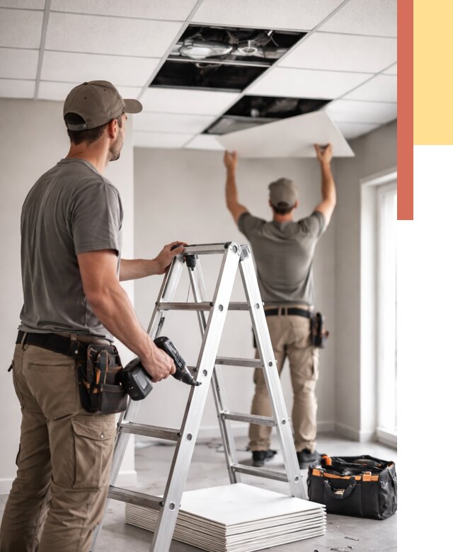 Обслуживание подвесного потолка в Рыбинске от 3643 руб. — быстро и недорого | ОТДЕЛОЧНИК-Рбн