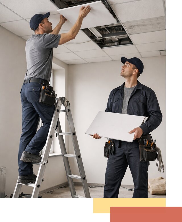 Обслуживание подвесного потолка в Рыбинске — ремонт и чистка