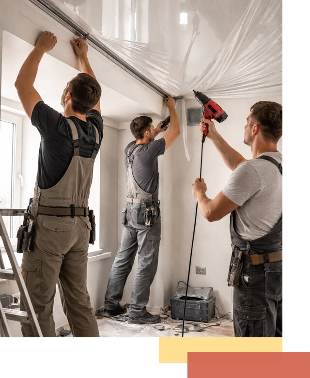 Монтаж глянцевого натяжного потолка в Рыбинске быстро и качественно