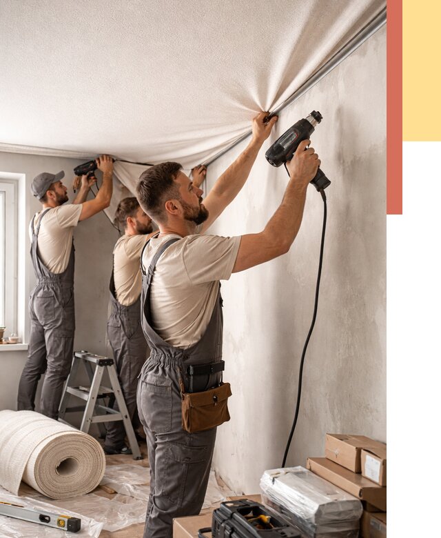 Монтаж фактурного натяжного потолка в Рыбинске от 781 руб. — ОТДЕЛОЧНИК-Рбн