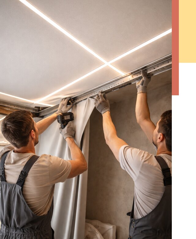 Монтаж натяжного потолка со световыми линиями в Рыбинске от 1249 руб. | ОТДЕЛОЧНИК-Рбн