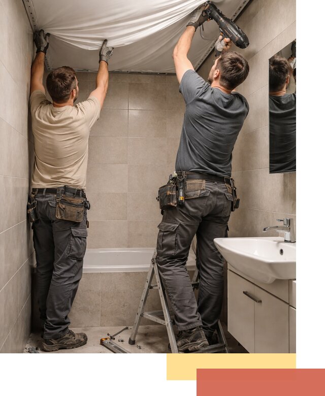 Монтаж натяжного потолка в ванной в Рыбинске быстро и качественно