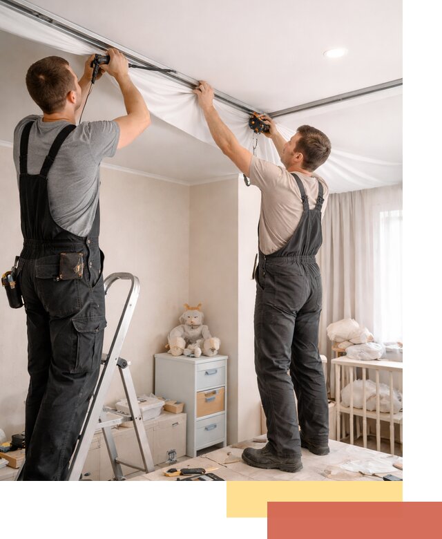 Монтаж натяжного потолка в детской комнате в Рыбинске