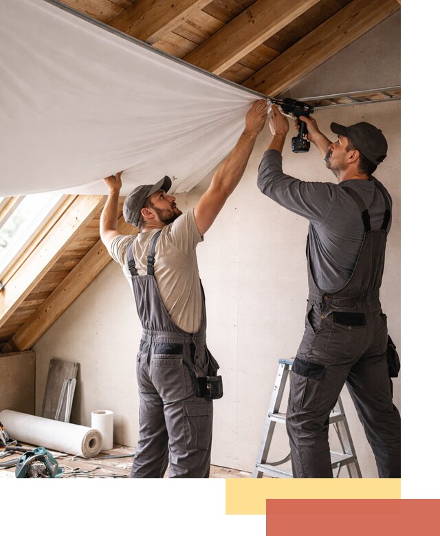 Монтаж натяжного потолка в мансарде в Рыбинске