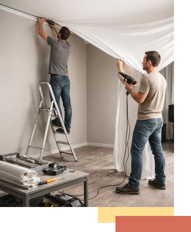 Монтаж натяжного потолка в студии в Рыбинске