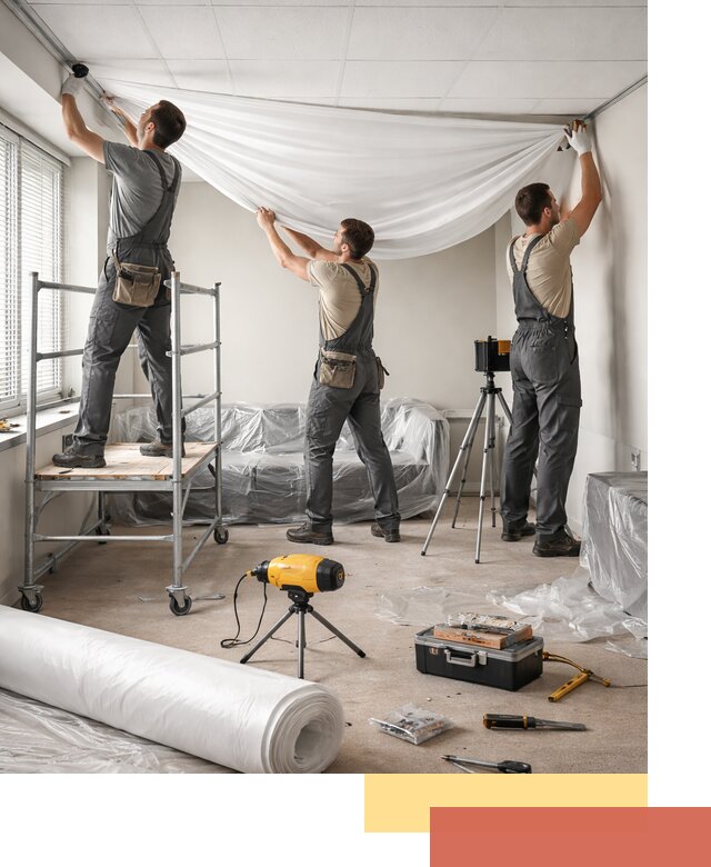 Монтаж натяжного потолка в офисе в Рыбинске