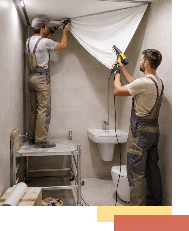 Монтаж натяжного потолка в санузле в Рыбинске