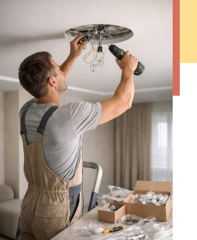 Установка люстры в натяжной потолок в Рыбинске от 1249 руб. | Быстро и недорого — ОТДЕЛОЧНИК-Рбн