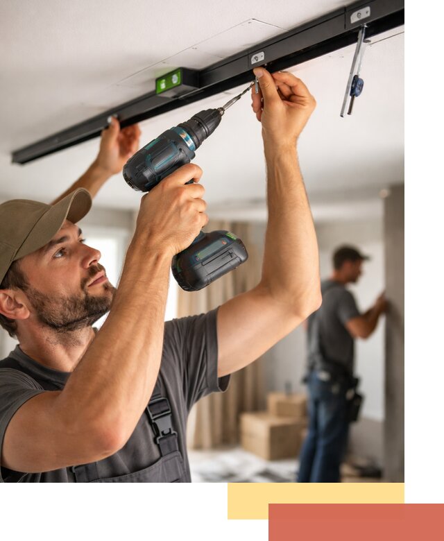 Установка трековых светильников в натяжной потолок в Рыбинске