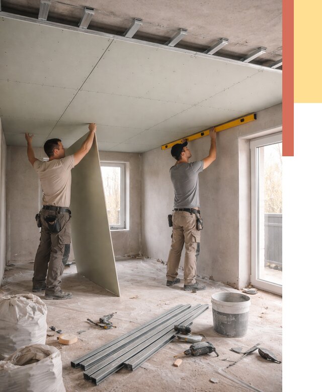 Одноуровневый потолок из гипсокартона в Рыбинске от 781 руб. — монтаж под ключ | ОТДЕЛОЧНИК-Рбн