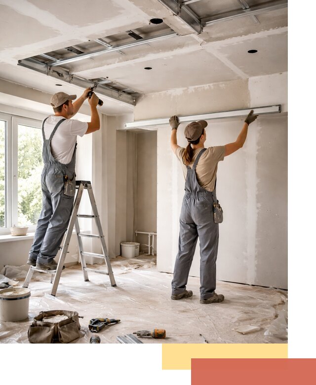 Монтаж многоуровневого потолка из гипсокартона в Рыбинске