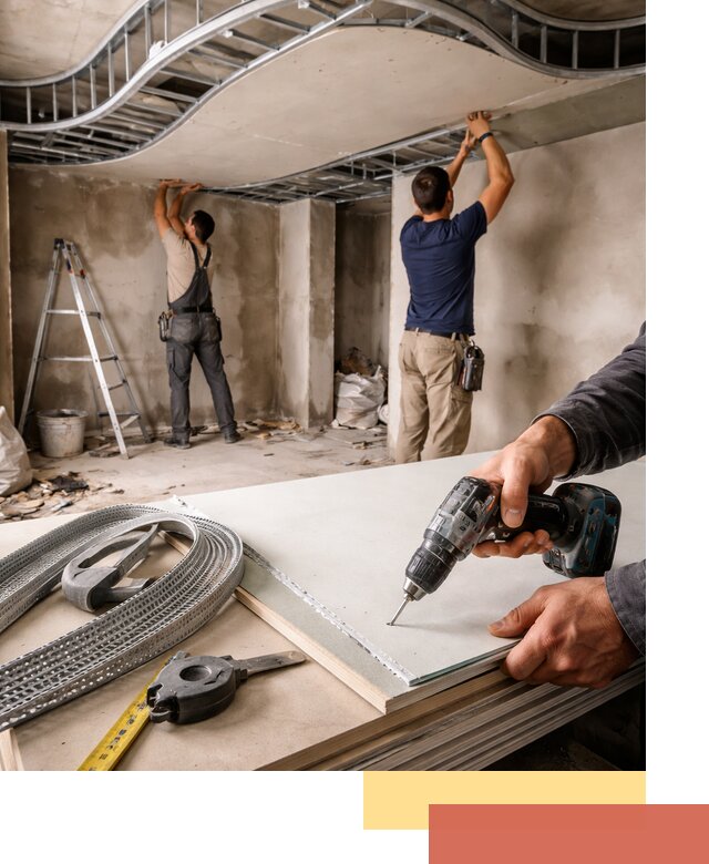 Криволинейный потолок из гипсокартона в Рыбинске — монтаж и отделка