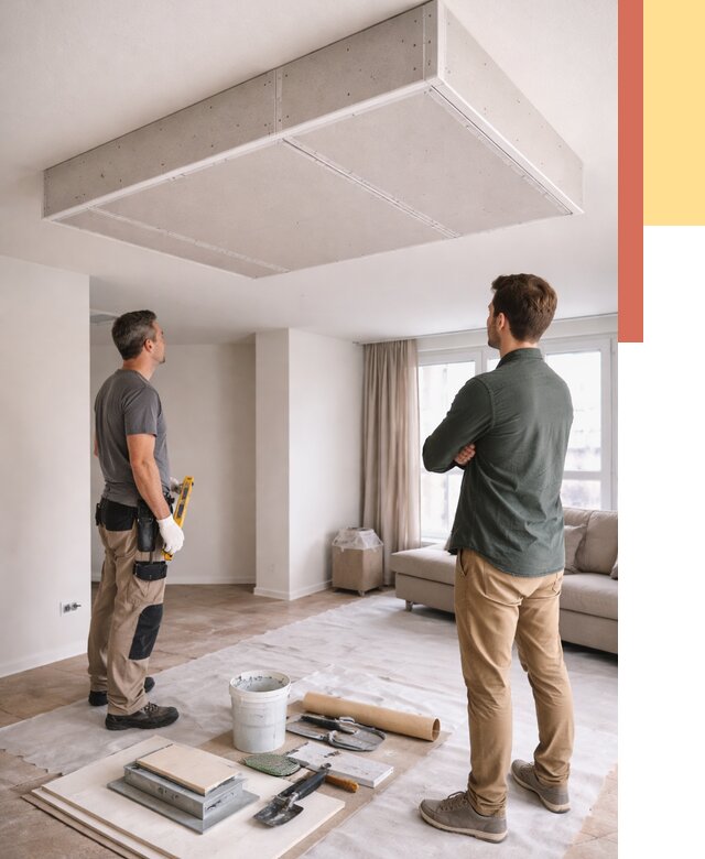 Короб на потолке из гипсокартона в Рыбинске от 2290 руб. — монтаж и услуги под ключ | ОТДЕЛОЧНИК-Рбн