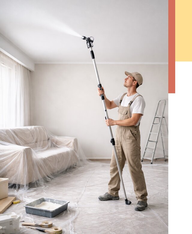 Покраска потолка краскопультом в Рыбинске от 4684 руб. быстро и недорого | ОТДЕЛОЧНИК-Рбн