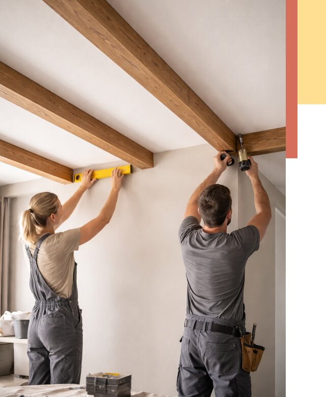 Монтаж декоративных балок на потолок в Рыбинске от 4371 руб. — ОТДЕЛОЧНИК-Рбн