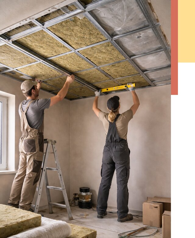 Шумоизоляция потолка в Рыбинске от 1301 руб. под ключ — услуги ОТДЕЛОЧНИК-Рбн